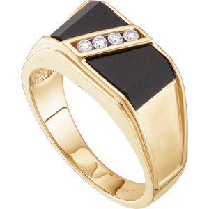 Men's Black Onyx Ring 14KT White or Yellow Gold #9