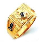 #132a Masonic Ring Solid Back 10K or 14K White or Yellow Gold