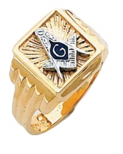 #133a Masonic Ring Solid Back 10K or 14K Two Tone