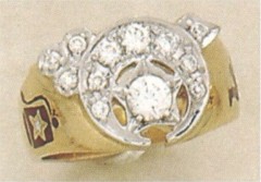 SHRINE RING 10KT or 14KTGOLD, Solid Back .85CT TOTAL DIAMOND WEIGHT   #3A