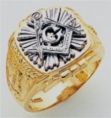 3rd Degree Masonic Blue Lodge Ring 10KT OR 14KT, Open Back, White or Yellow Gold, #223b