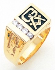 3rd Degree Masonic Blue Lodge Ring 10KT OR 14KT, Solid Back, White or Yellow Gold, with Dia #230b