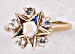 Eastern Star 10Kt or 14KT with Diamonds, Yellow or White Gold #64